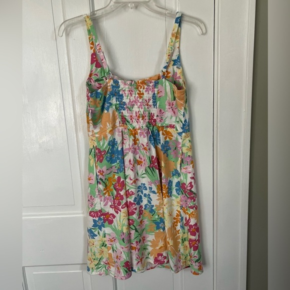 NWT Old Navy Linen Blend Pink/Orange Floral Fit & Flare Cami Mini Dress Size XS - Picture 7 of 16